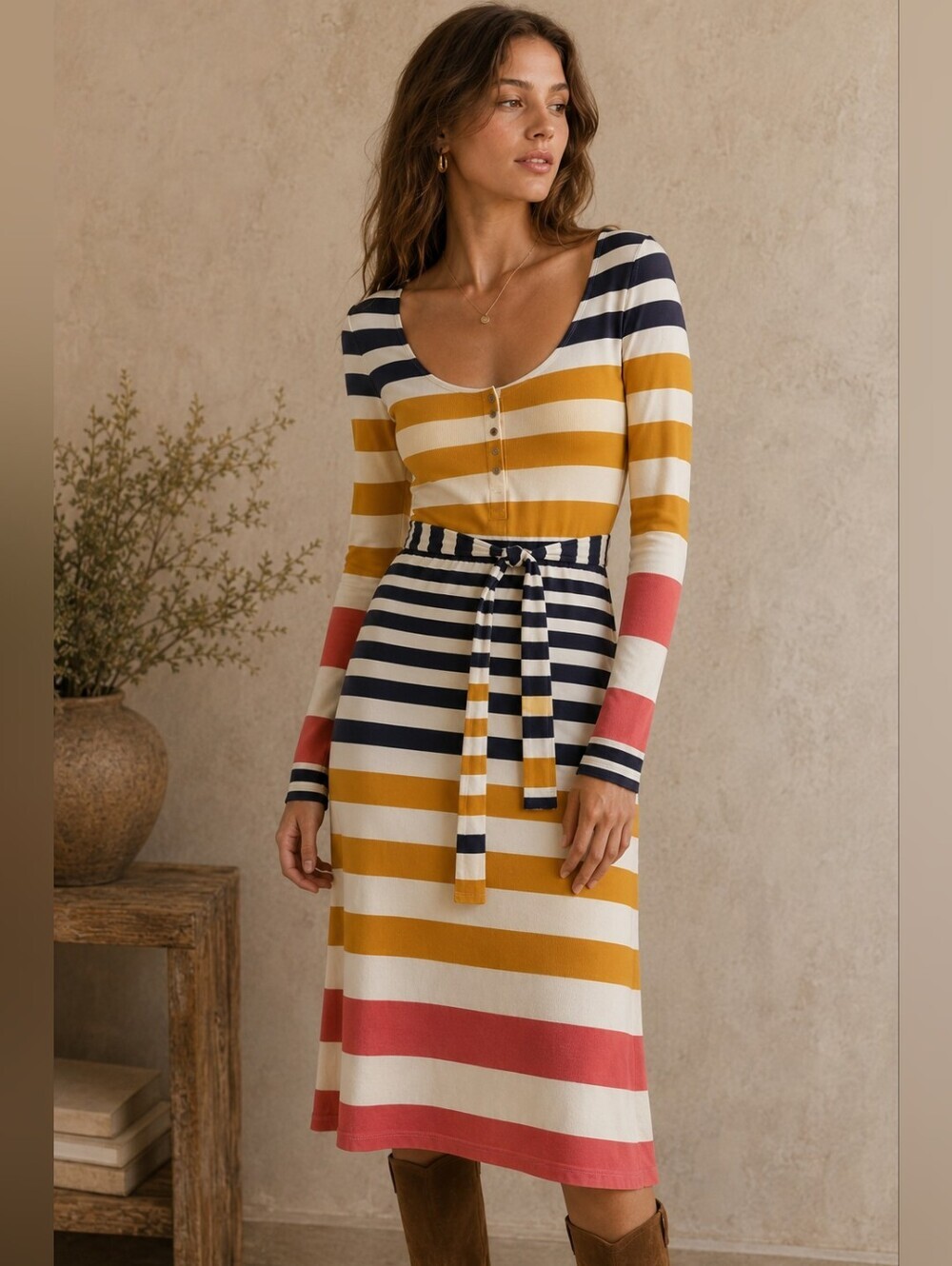 Anthropologie Saturday Sunday Riley Striped Knit Midi Dress
